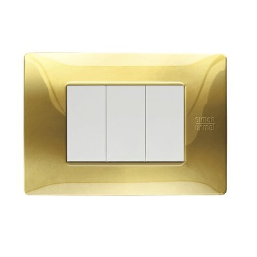 PLACCA TECNOPOLIMERO 3MODULI  ORO LUCIDO NEA FLEXA