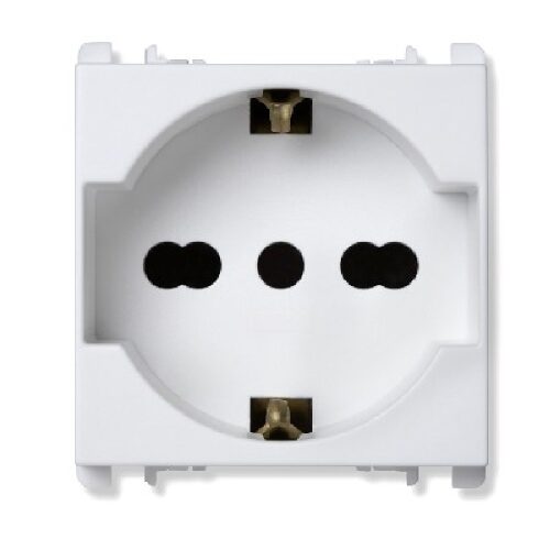 PRESA UNIVERSALE EUROPEA 2P+T 16A 250V 2 MODULI BIANCA NEA