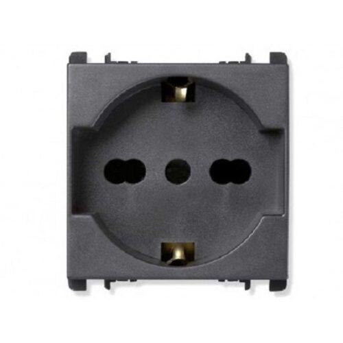 PRESA UNIVERSALE EUROPEA 2P+T 16A 250V 2MPODULI ANTRACITE NEA